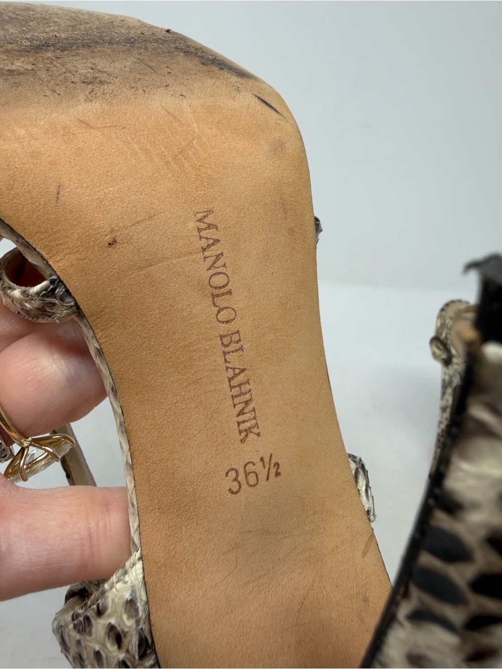 Manolo Blahnik Snakeskin Strappy Sandal Heels Womens EU 36.5 - Picture 10 of 10